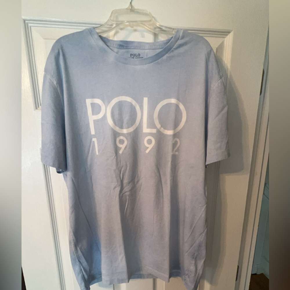 Polo 1992  light blue and white T shirt size large